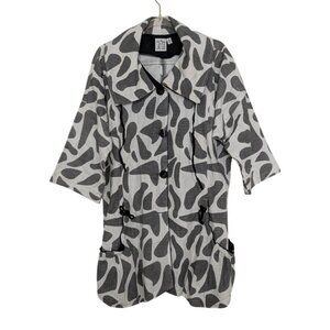 Parsley & Sage Abstract Jacket Womens Size Small 3/4 Sleeves Pockets 100% Cotton